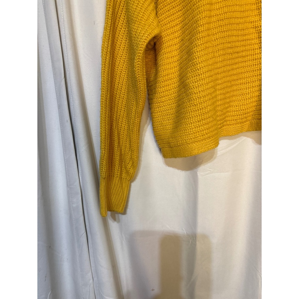 GB Medium Knit Cropped Sweater Pullover Boat Neck‎ Long Sleeve Yellow - Picture 3 of 7